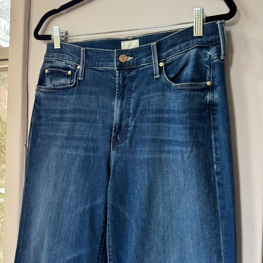 MOTHER The Twister Sneak Wide-Leg Jeans Dark Blue 30